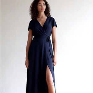 BABATON SLIT WRAP DRESS